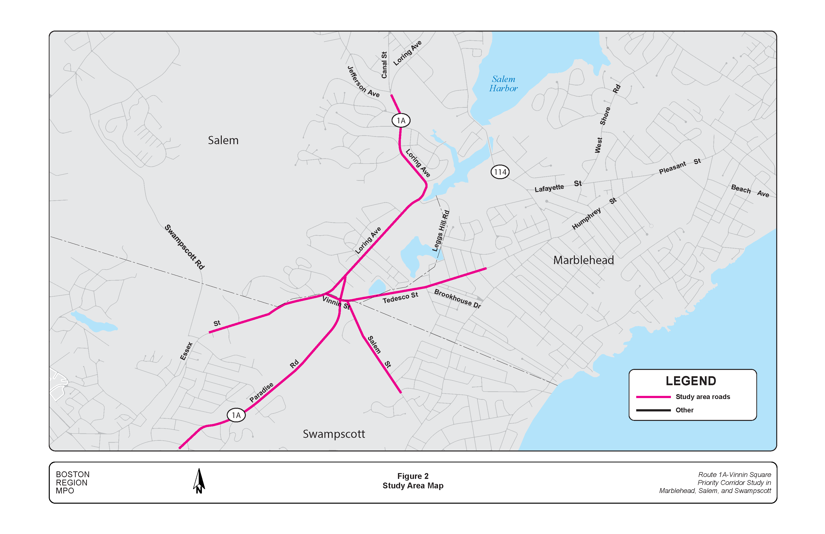 FIGURE 2. Study Area Map.Figure 2 is a map of roadways in the study area.